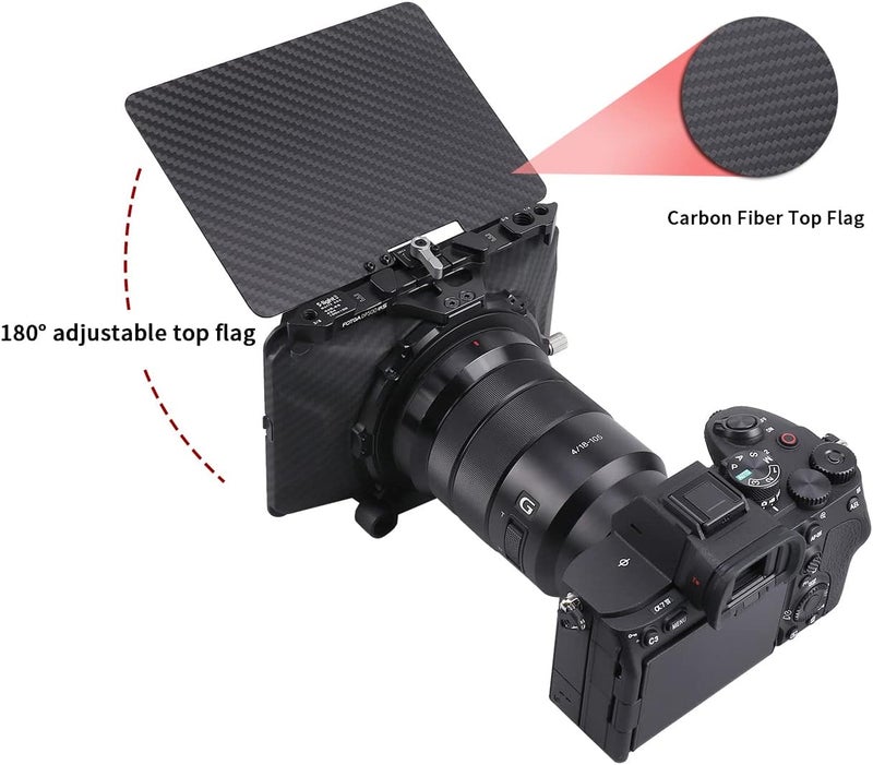 FOEASY Foto4easy 4x4/4x5.65 Lightweight Mini Matte Box with 15mm Rod Support for DSLR Mirrorless Cameras,Compatible with 52mm/55mm/58mm/62mm/67mm/72mm/77mm/82mm Lens - Image 2